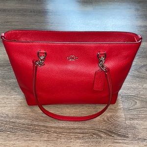 COACH Red Pebble Leather Handbag